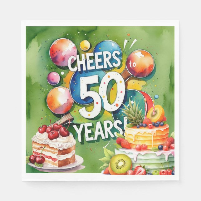 Ping Pong 50 Birthday Pappersservett (Framsidan)