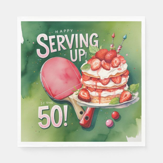 Ping Pong 50 Birthday Pappersservett (Framsidan)