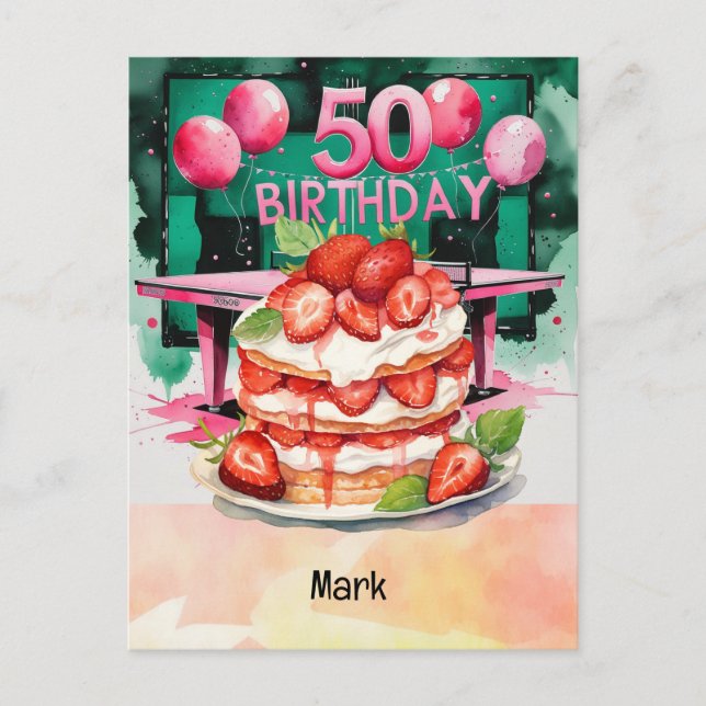 Ping Pong 50:e födelsedagen med kummel Vykort (Framsida)