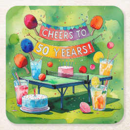 Ping Pong 50:e födelsedagen Underlägg Papper Kvadrat