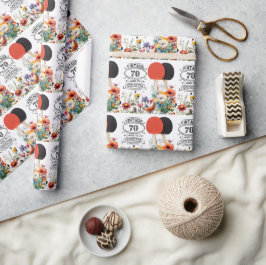 Ping pong 70:e födelsedagen med paddel och blomma presentpapper