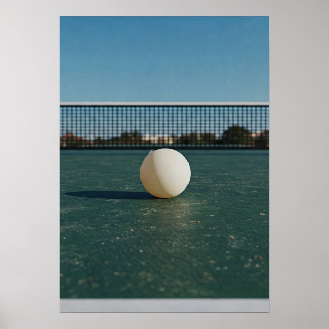 Ping Pong Ball on Green Table Court Poster (Framsidan)