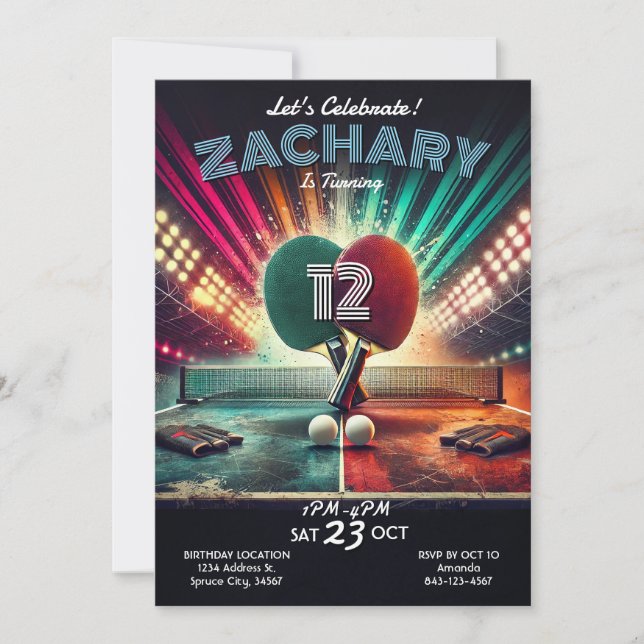 Ping Pong Birthday-inbjudan Inbjudningar (Framsida)