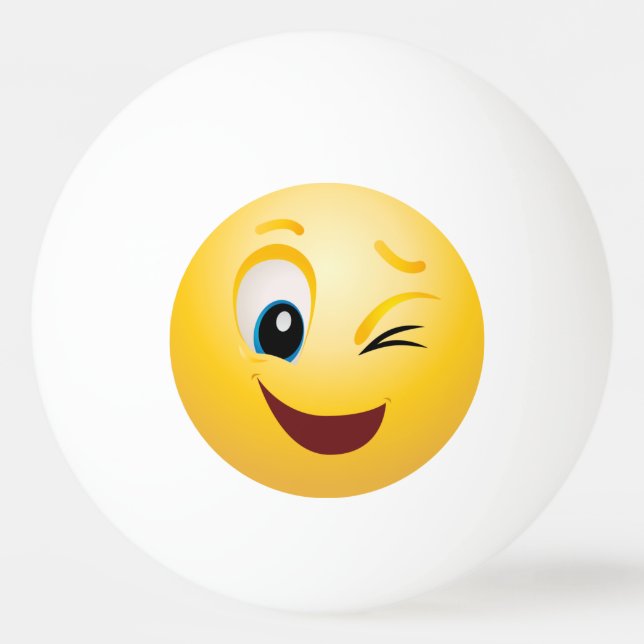 Ping Pong Bollar - Winking Emoji Lycklig Ansikte (Framsidan)