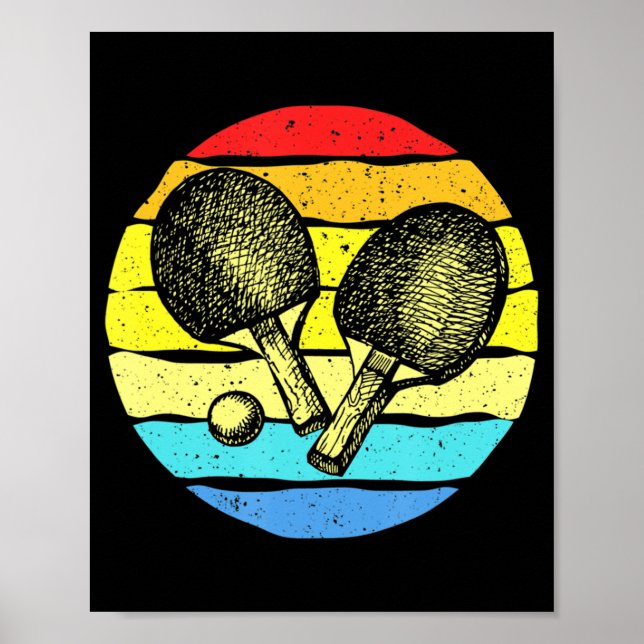 Ping Pong Bord Tennis Älskare Retro Poster (Framsidan)