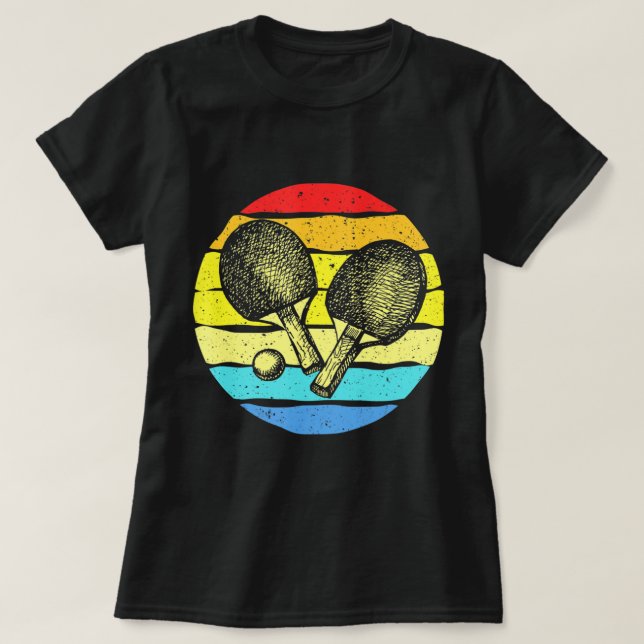 Ping Pong Bord Tennis Älskare Retro T Shirt (Design framsida)