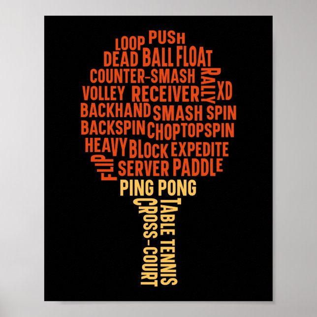 Ping Pong Bord Tennis Backhand Backspin Block Poster (Framsidan)