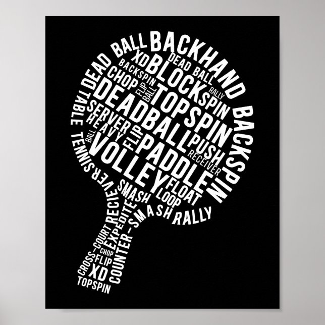 Ping Pong Bord Tennis Backhand Backspin Block Poster (Framsidan)