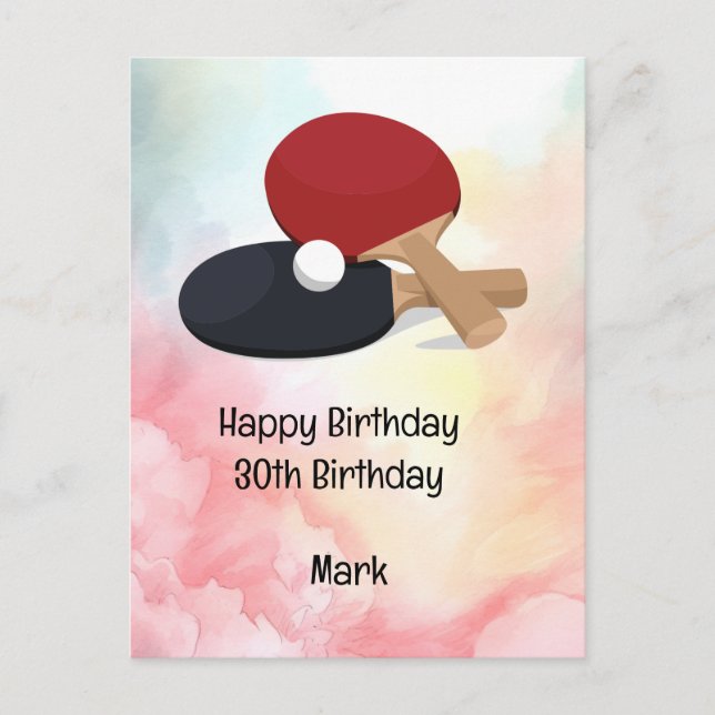 Ping pong Bord Tennis Birthday Card Vykort (Framsida)
