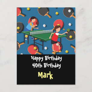 Ping pong Bord Tennis Birthday Card Vykort