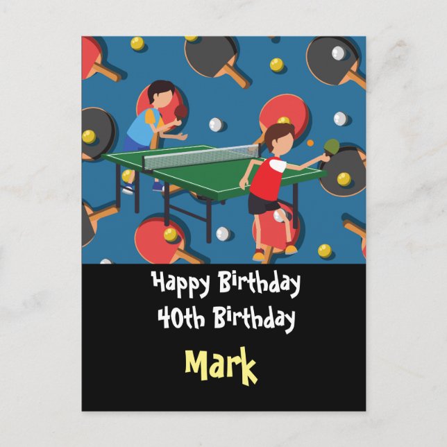 Ping pong Bord Tennis Birthday Card Vykort (Framsida)
