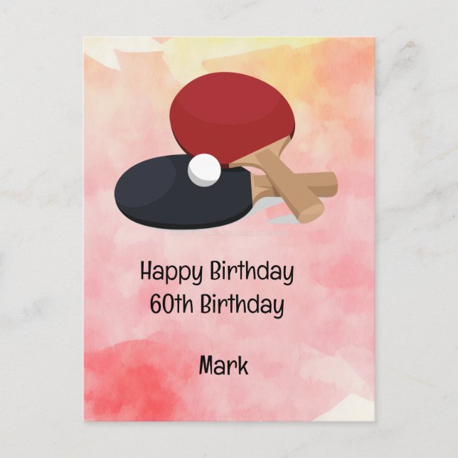 Ping pong Bord Tennis Birthday Card Vykort (Framsida)