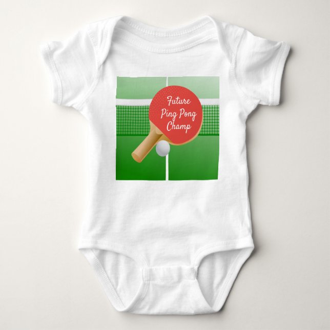 Ping Pong Bord Tennis Design Baby Bodykostdräkt T Shirt (Framsida)