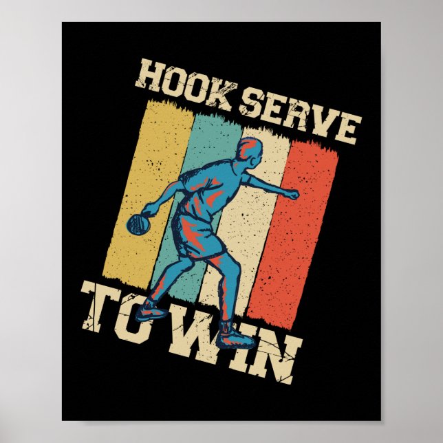 Ping Pong Bord tennis Krok  till Win Retro Poster (Framsidan)