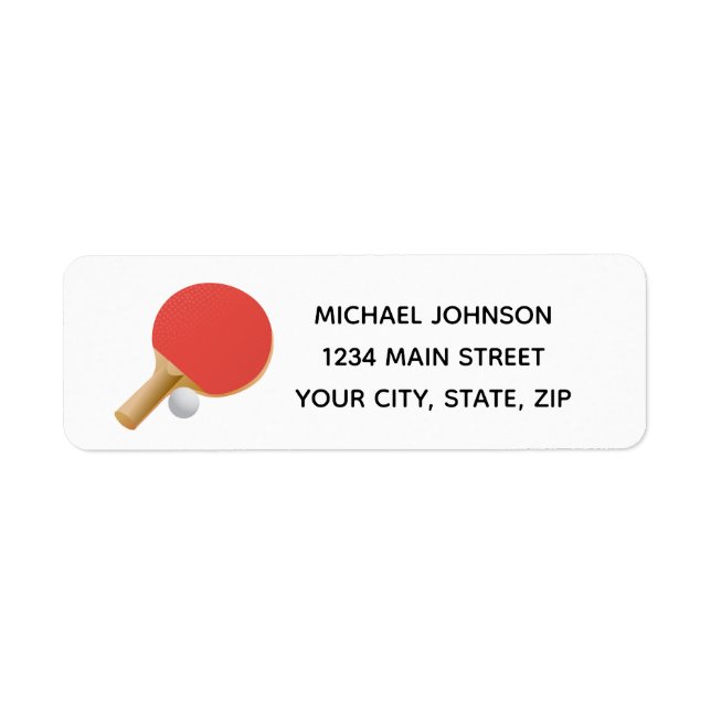 Ping Pong Bord Tennis Returadress Sticker Etikett (Framsidan)