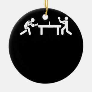 Ping Pong Bord Tennis Stick figurer Pingpong Julgransprydnad Keramik