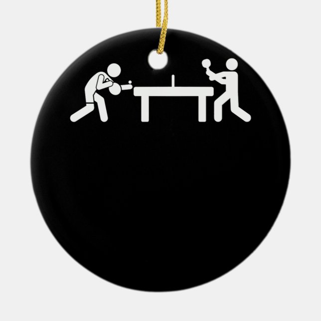 Ping Pong Bord Tennis Stick figurer Pingpong Julgransprydnad Keramik (Framsidan)