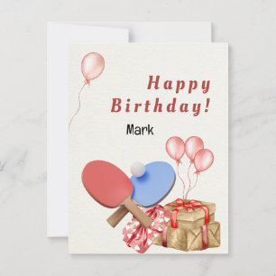 Ping pong Bord Tennis tema Birthday Card Vykort