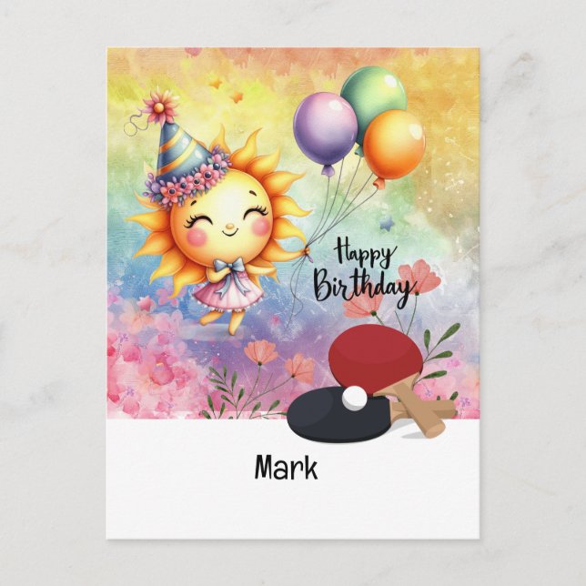 Ping pong Bord Tennis tema Birthday Card Vykort (Framsida)