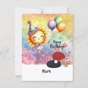 Ping pong Bord Tennis tema Birthday Card Vykort