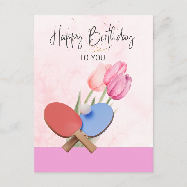 Ping pong Bord Tennis tema Birthday Card Vykort (Framsida)