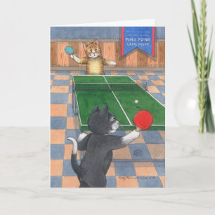 Ping Pong Cats Birthday Bud & Tony Notecard Kort