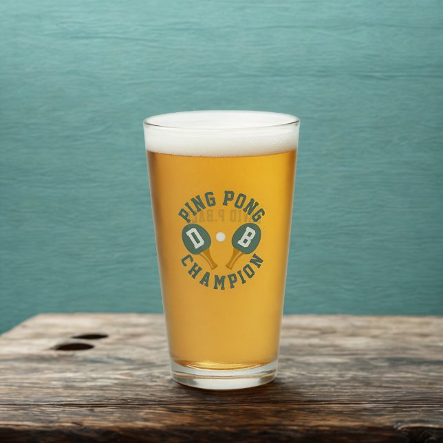 Ping Pong Champion Personlig Pint Glass Glaskopp (For the Ping Pong Champion in your life. Just add their initials and name on the back)