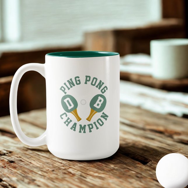 Ping Pong Champion Personlig Två-Tonad Mugg (For the Ping Pong Champion in your life. Just add their name and initials)