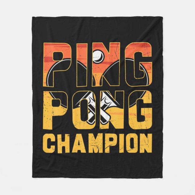 Ping Pong Champion Retro Bord Tennis Fleecefilt (Framsidan)
