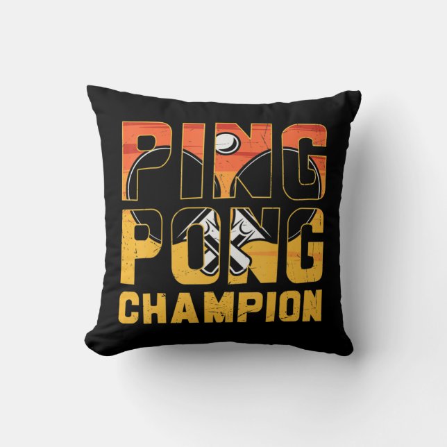 Ping Pong Champion Retro Bord Tennis Kudde (Framsida)
