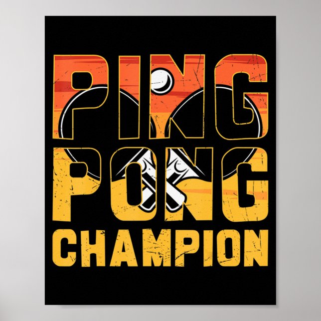 Ping Pong Champion Retro Bord Tennis Poster (Framsidan)