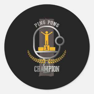 Ping Pong Champion Roligt Bord Tennis Player Gift Runt Klistermärke