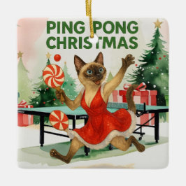 Ping Pong Christmas Themed for Siamese Cat lovers  Julgransprydnad Keramik