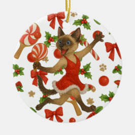 Ping Pong Christmas Themed for Siamese Cat lovers  Julgransprydnad Keramik