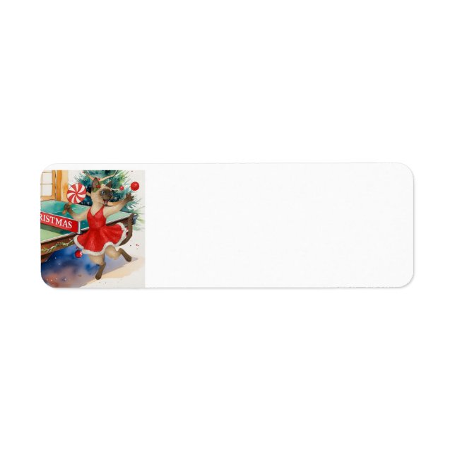 Ping Pong Christmas Themed for Siamese Cat lovers Returadress Etikett (Framsidan)