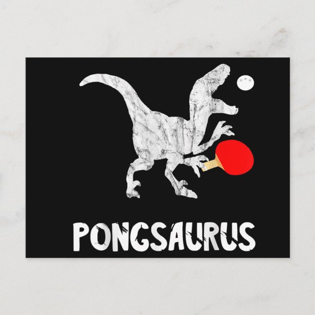 Ping Pong Dinosaurs Pingpong Player Dino Bord Ten Inbjudan Vykort (Framsida)