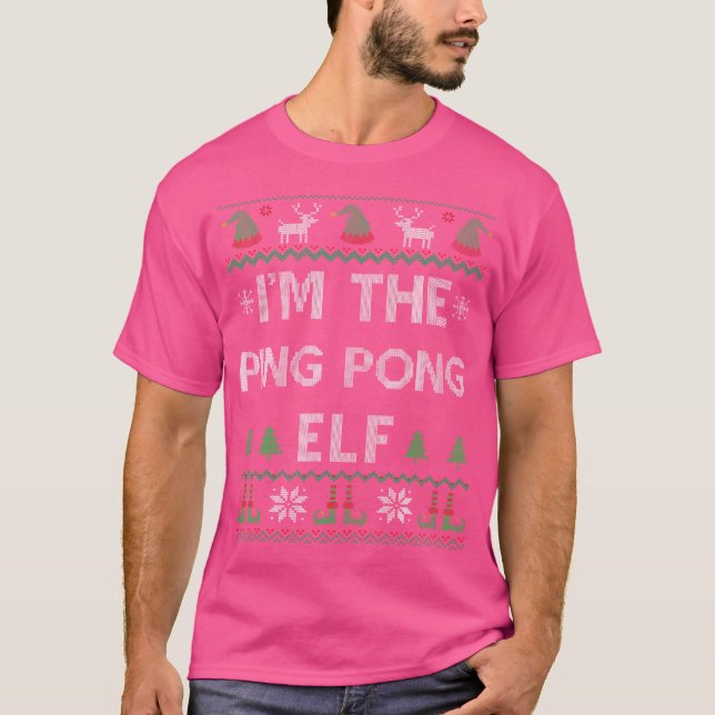 Ping Pong Elf Ugly jul Bord Tennis T Shirt (Framsida)
