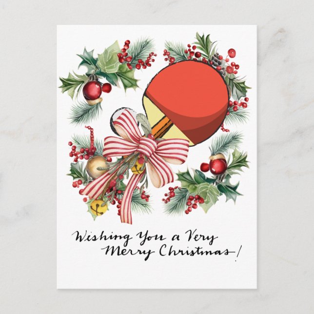 Ping Pong jul firande bordtennisspelare Helg Vykort (Framsida)