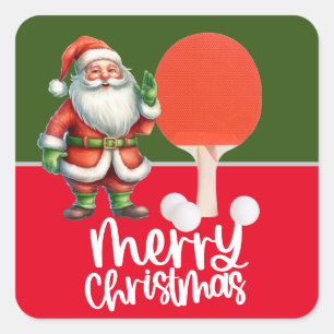 Ping Pong-jul med Jultomten Fyrkantigt Klistermärke