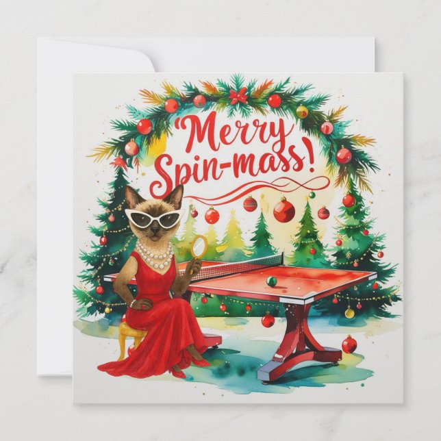 Ping Pong-jul Thées for Siamese Cat Lovers Julkort (Framsida)