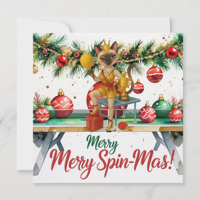 Ping Pong-jul Thées for Siamese Cat Lovers Julkort (Framsida)