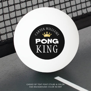 PING PONG KUNG Guld Krona Personlig Black Pingisboll