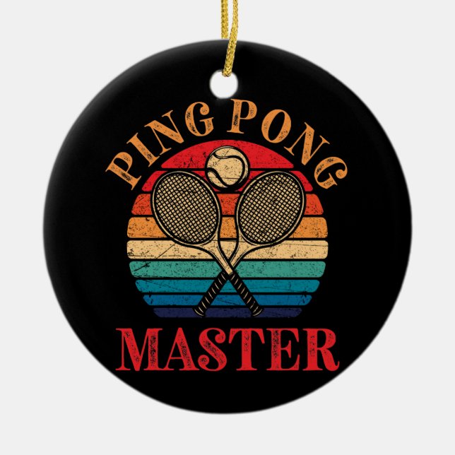 Ping Pong Master Bord Tennis Paddle Julgransprydnad Keramik (Framsidan)