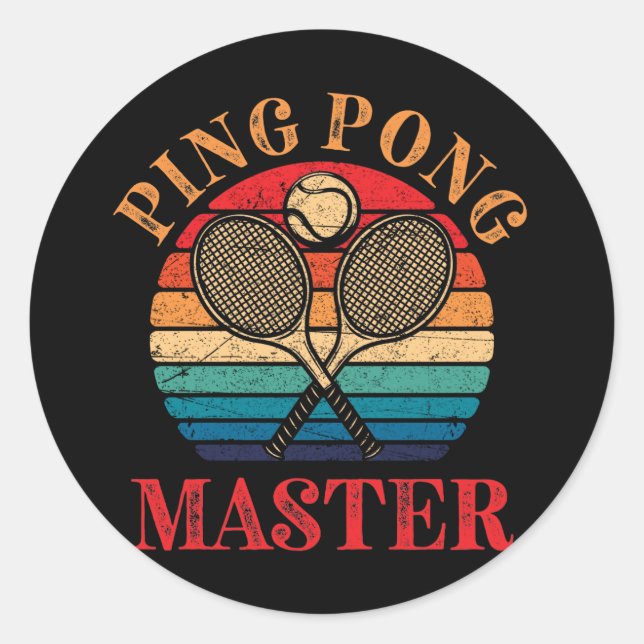 Ping Pong Master Bord Tennis Paddle Runt Klistermärke (Framsida)