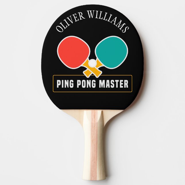 PING PONG MASTER-Personlig, redigerbar svart Pingisracket (Framsidan)