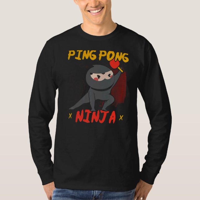 Ping Pong Ninja Bord Tennis Player Paddle Sport T Shirt (Framsida)