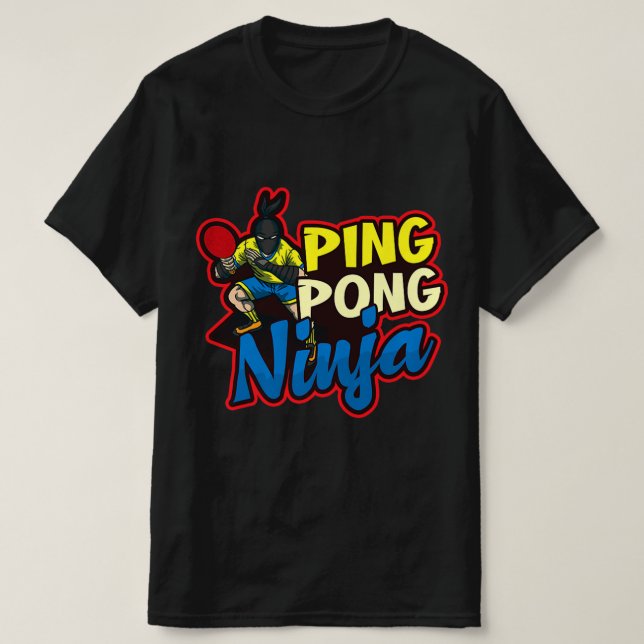 Ping Pong Ninja Design Bord Tennis T Shirt (Design framsida)