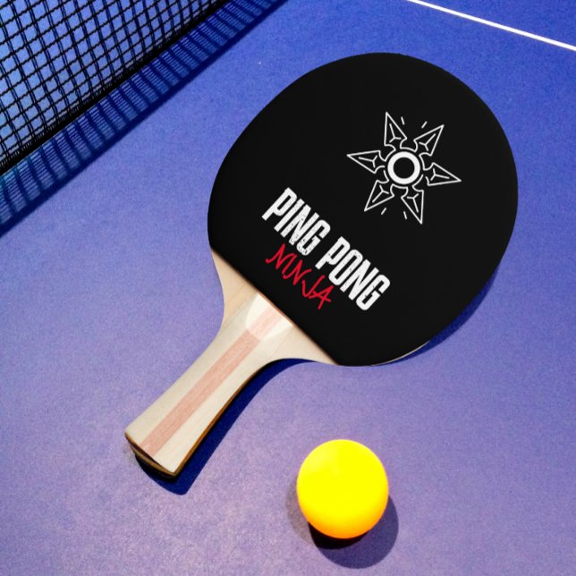 Ping Pong Ninja Modern Red and White Text Pingisracket (ping pong ninja ping pong paddle)