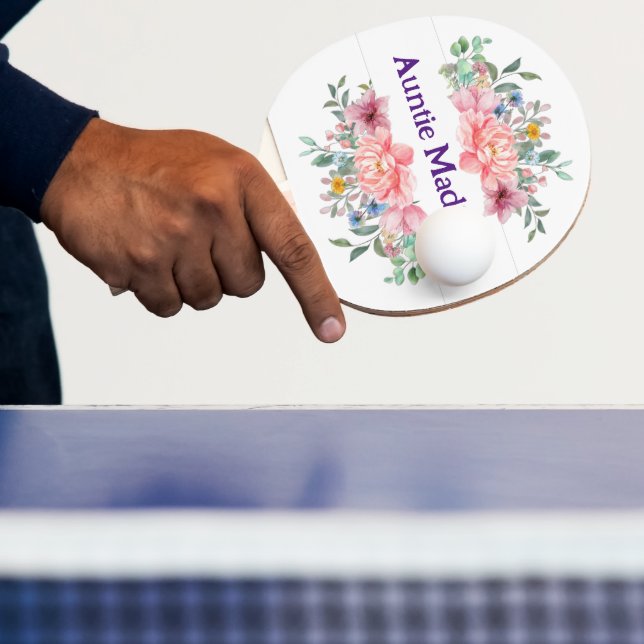 Ping Pong Paddle Blommigt Flowers Rosa Pastel Pingisracket (Insitu)
