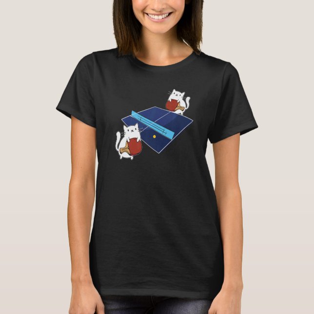 Ping Pong Paddle Dam Cat Bord Tennis Player Ca T Shirt (Framsida)